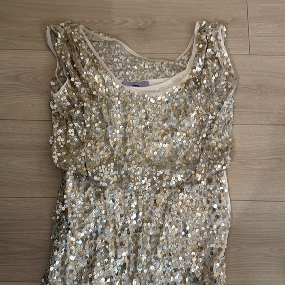 JS Collections Glittering Gown in Silver and Cream - Picture 2 of 3